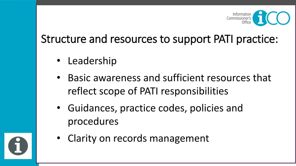 structure and resources to support pati practice