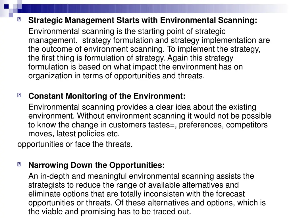 strategic management starts with environmental