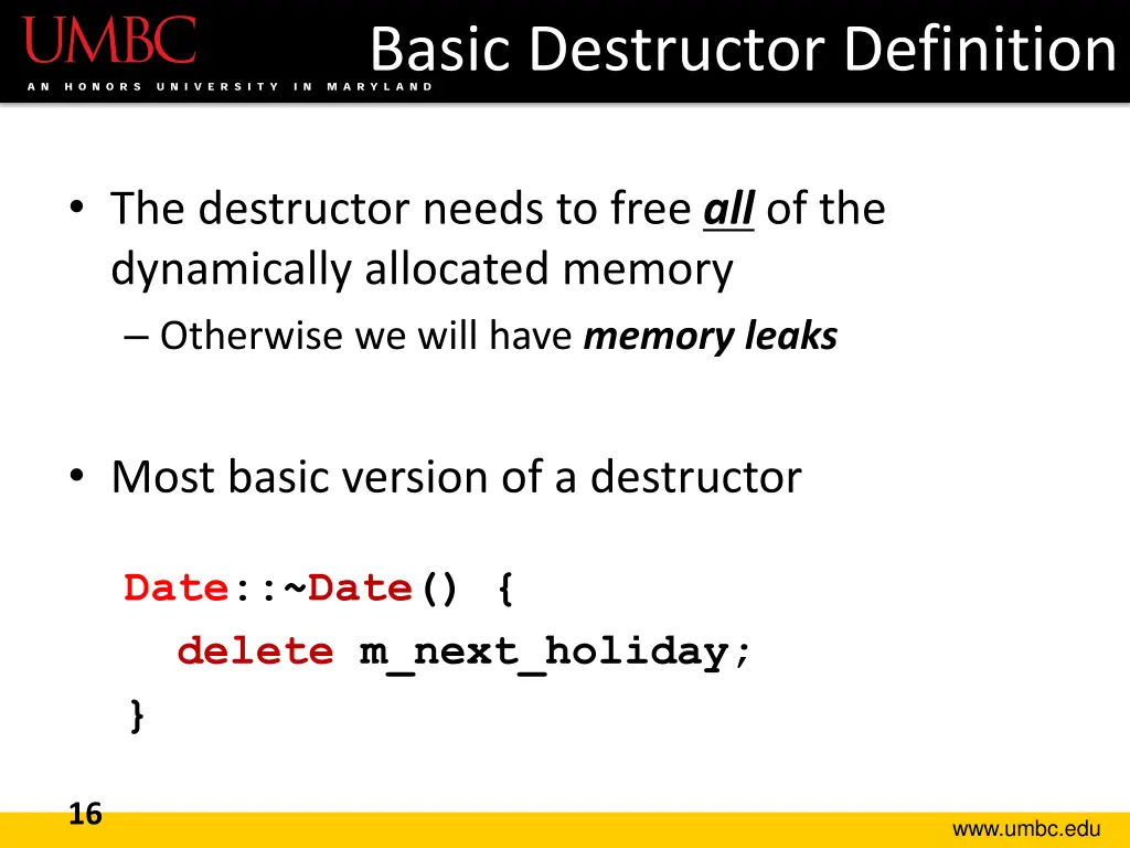 basic destructor definition