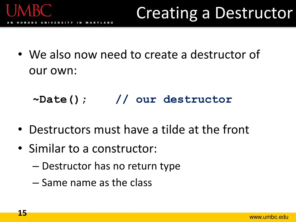 creating a destructor