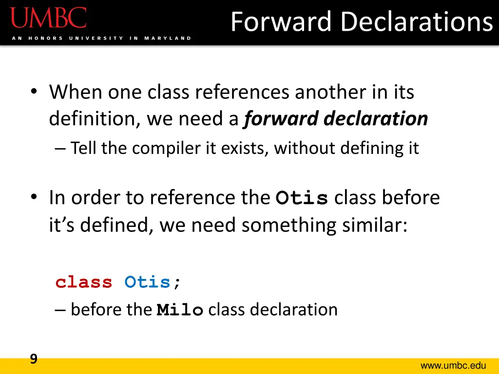 forward declarations