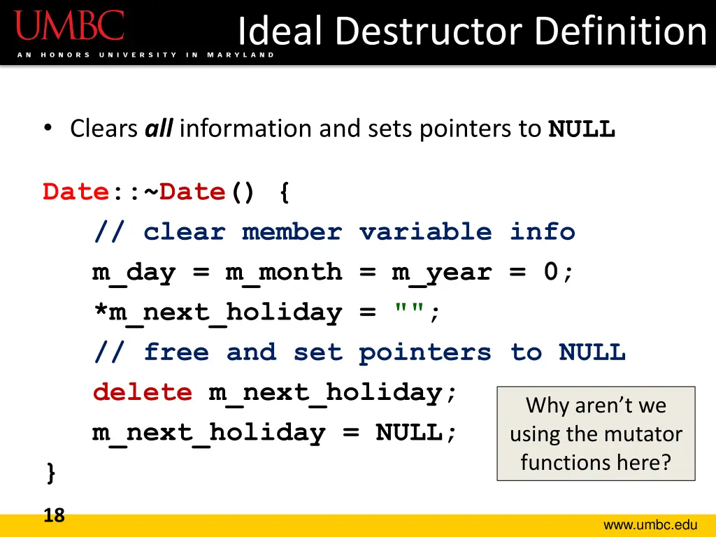 ideal destructor definition