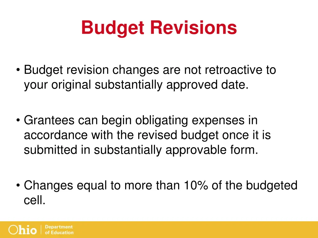 budget revisions