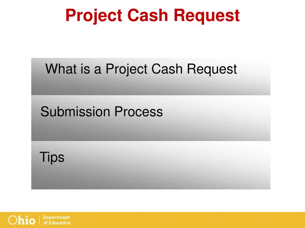 project cash request