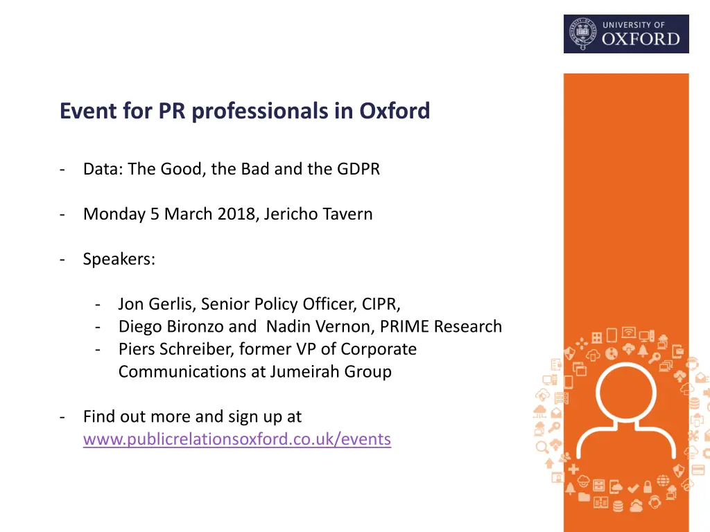 event for pr professionals in oxford