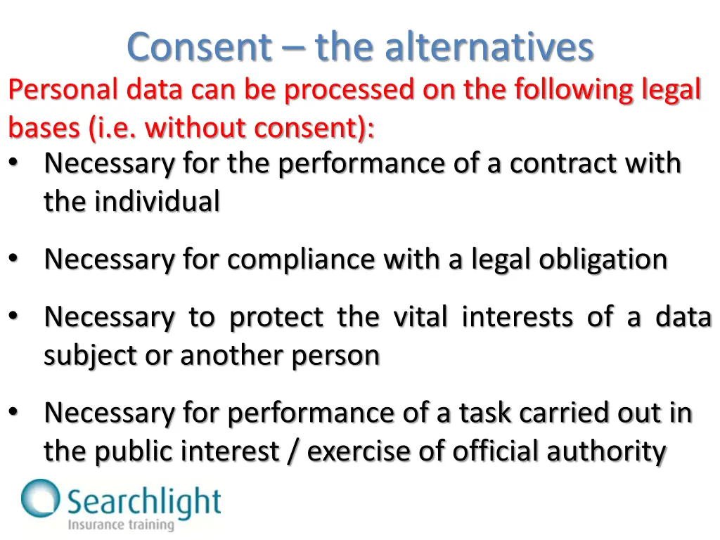 consent the alternatives personal data