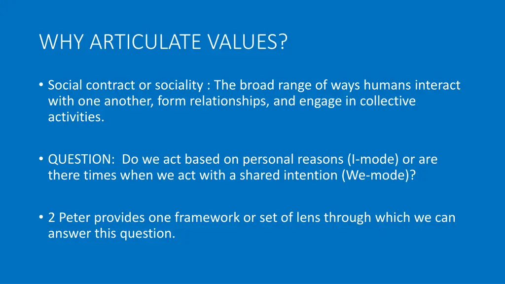 why articulate values