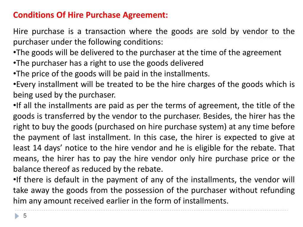 conditions of hire purchase agreement