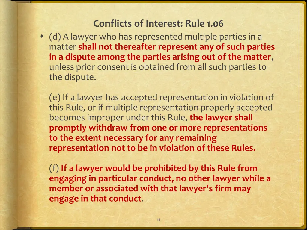 conflicts of interest rule 1 06