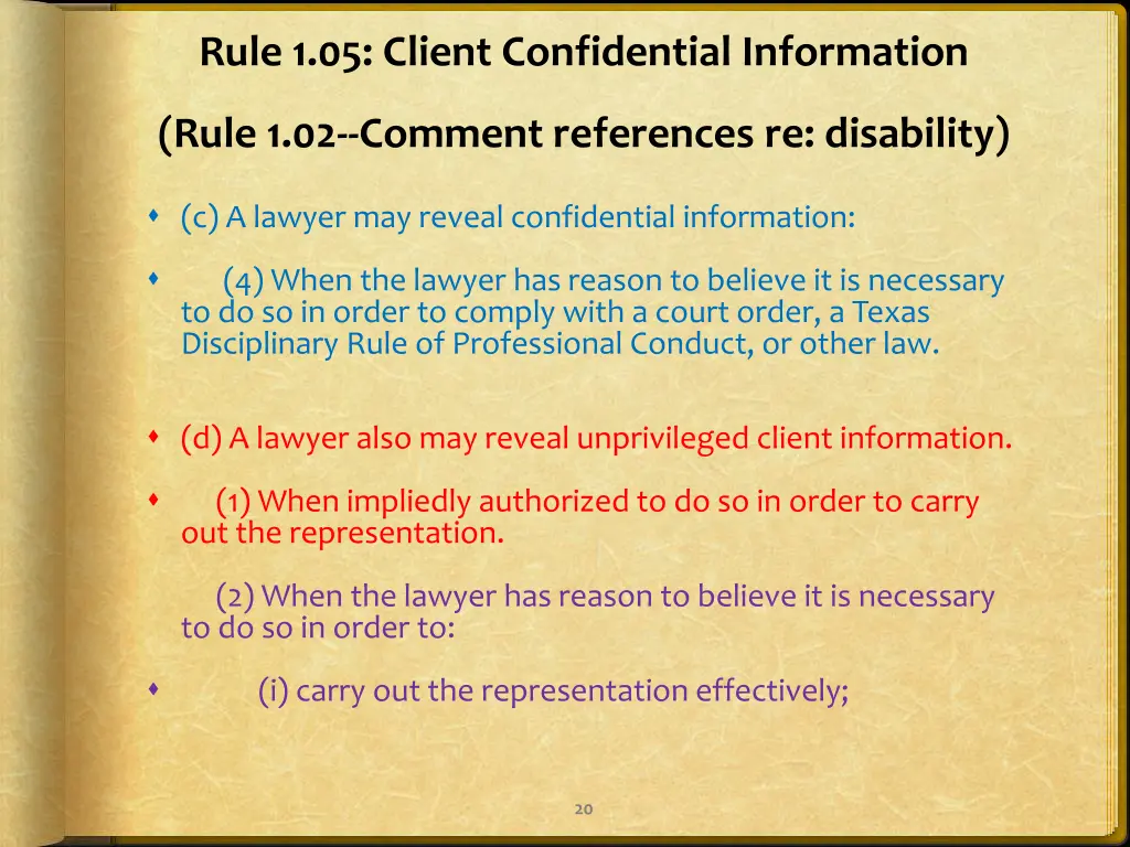 rule 1 05 client confidential information