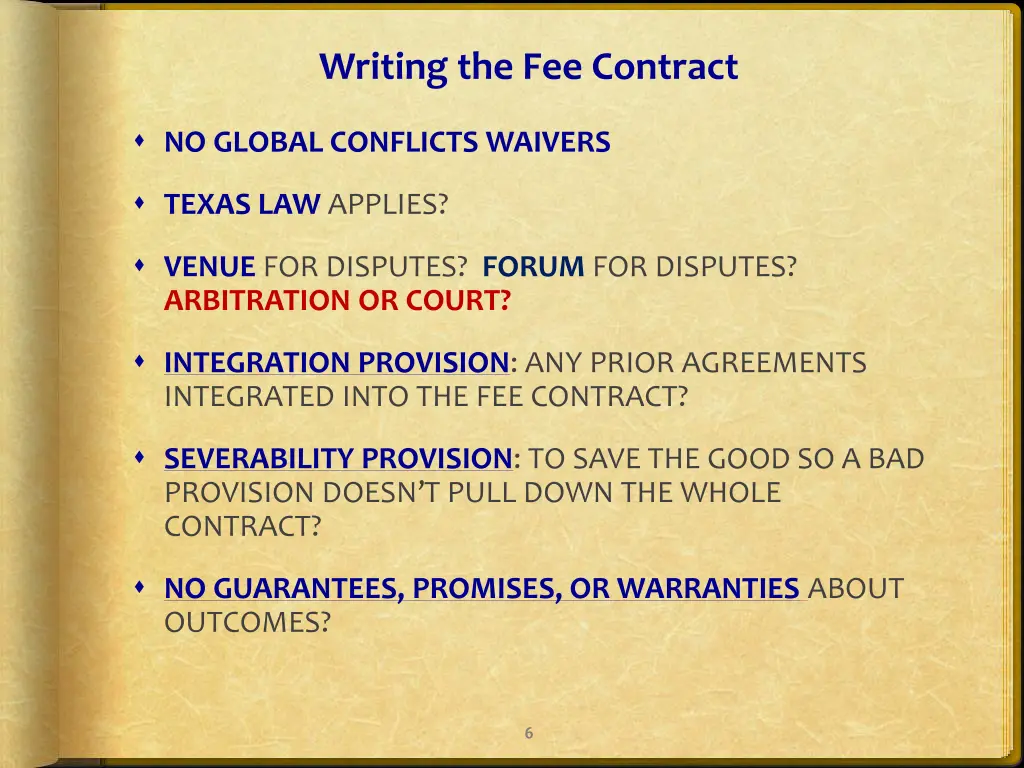 writing the fee contract 1