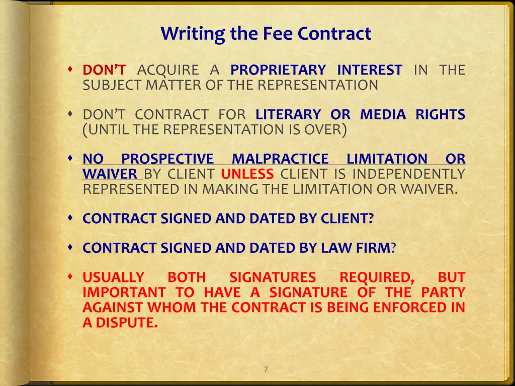 writing the fee contract 2