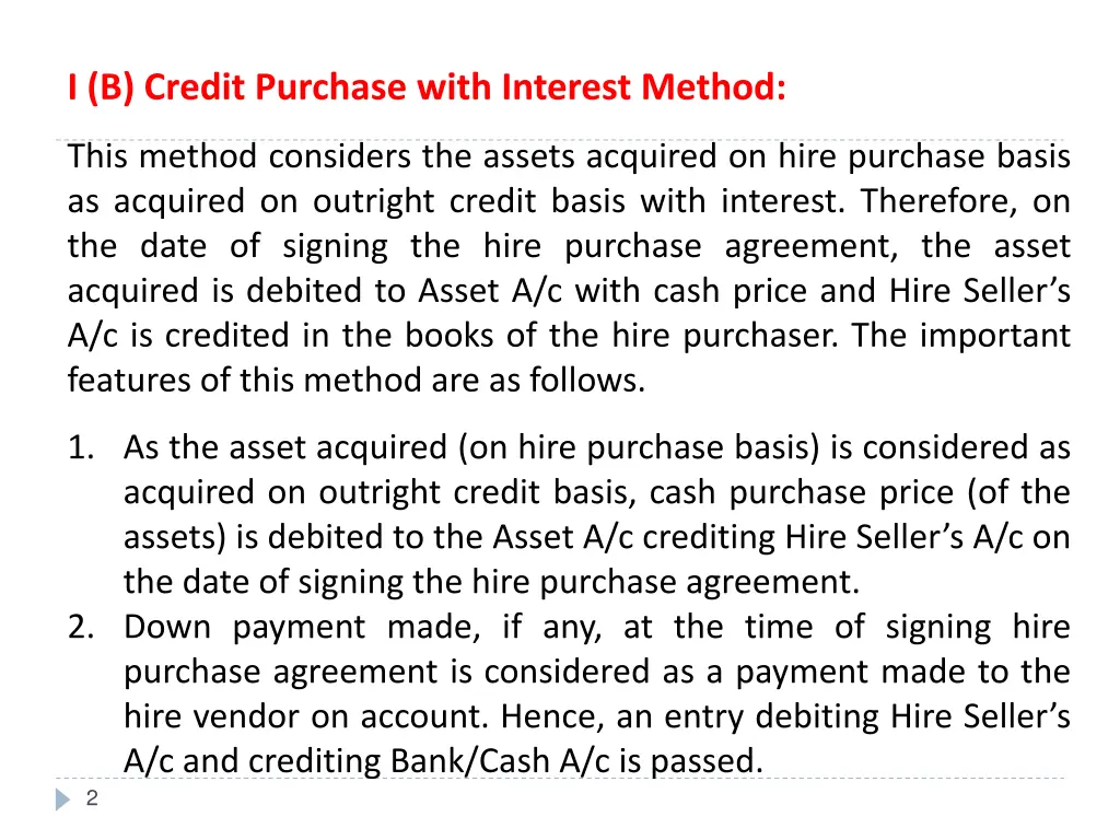 i b credit purchase with interest method