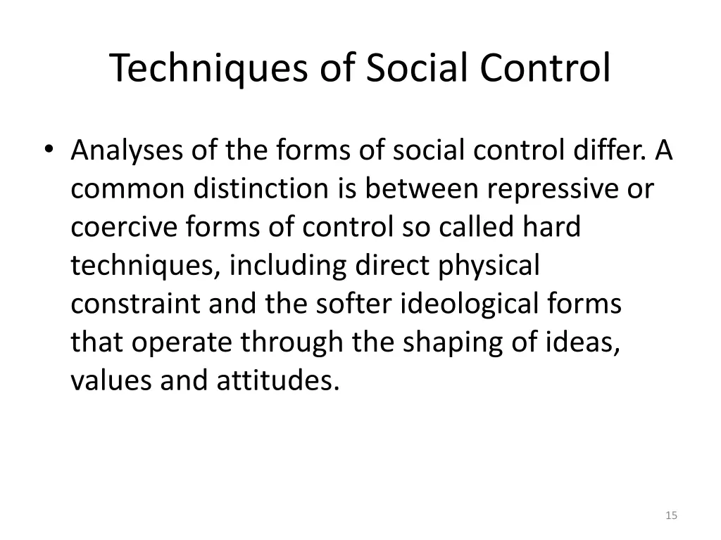 techniques of social control