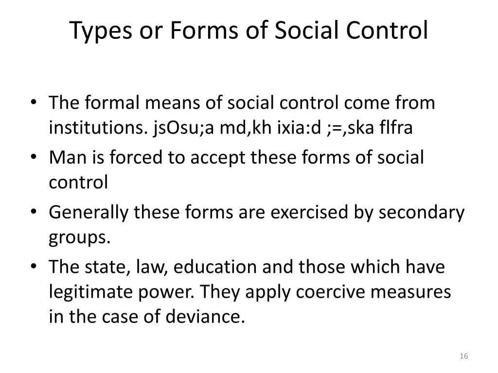 types or forms of social control