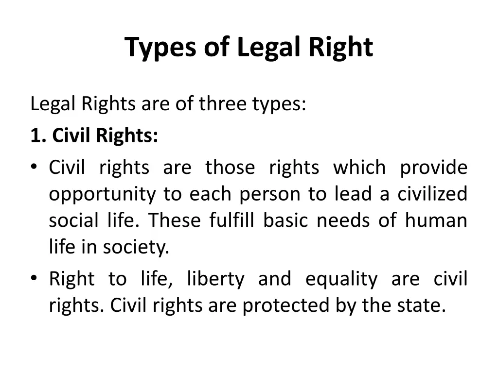 types of legal right