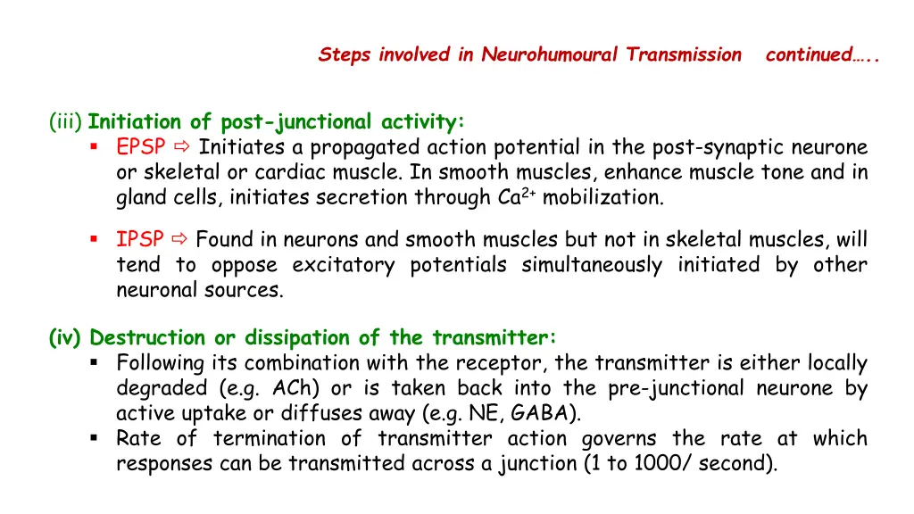 steps involved in neurohumoural transmission 4