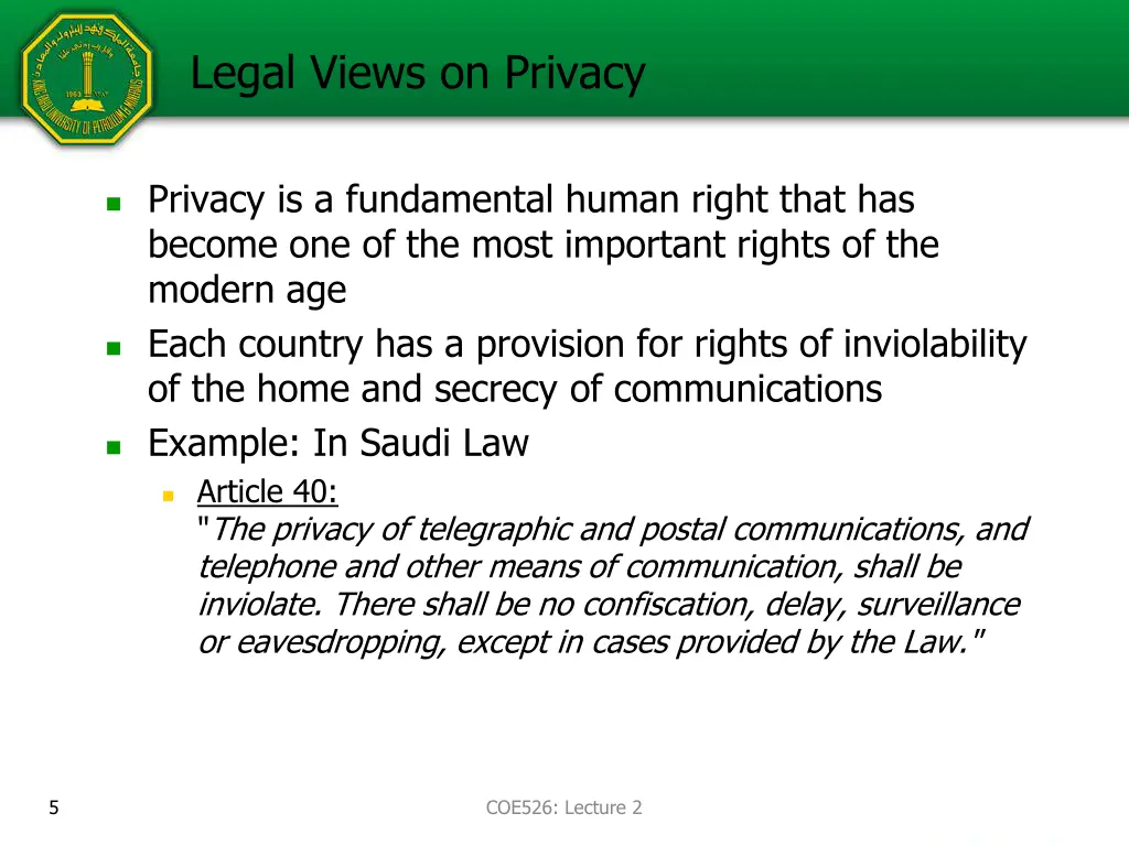 legal views on privacy