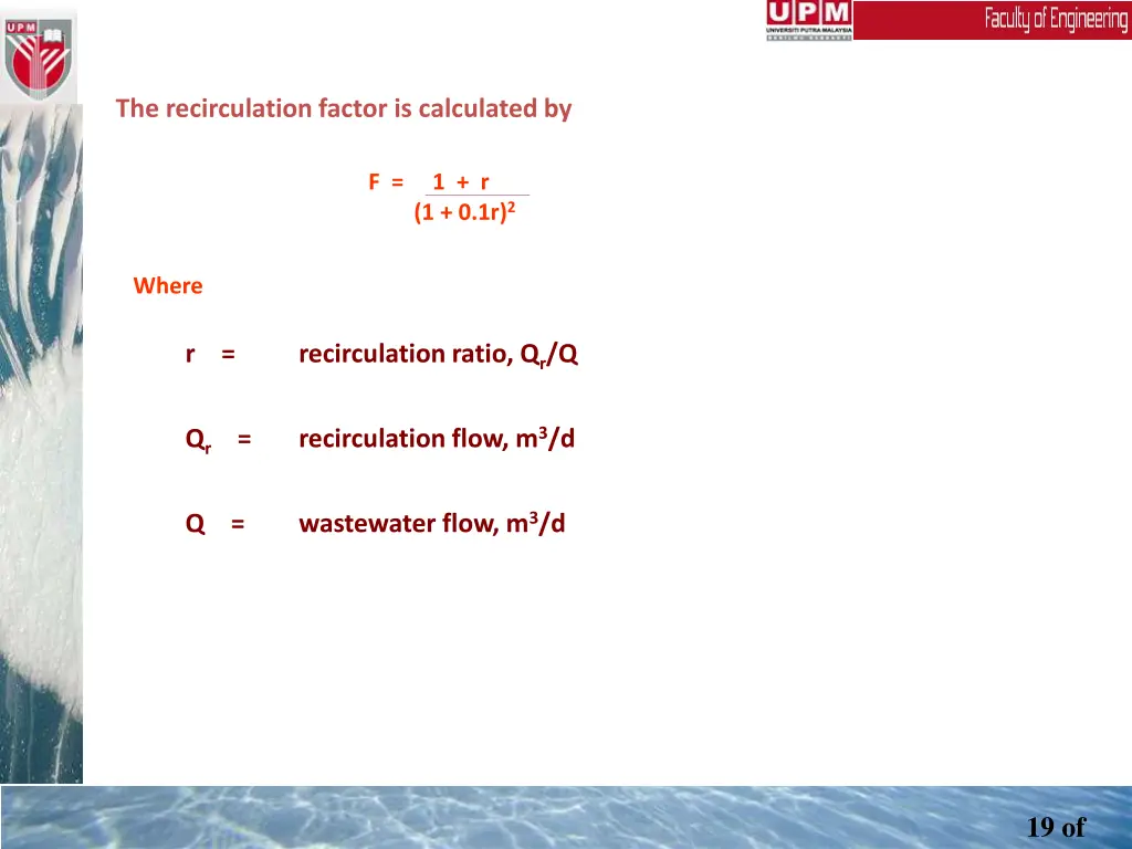 the recirculation factor is calculated by