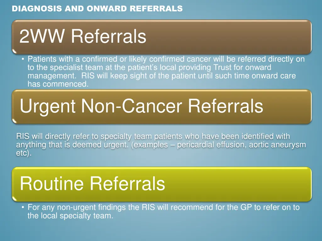 diagnosis and onward referrals