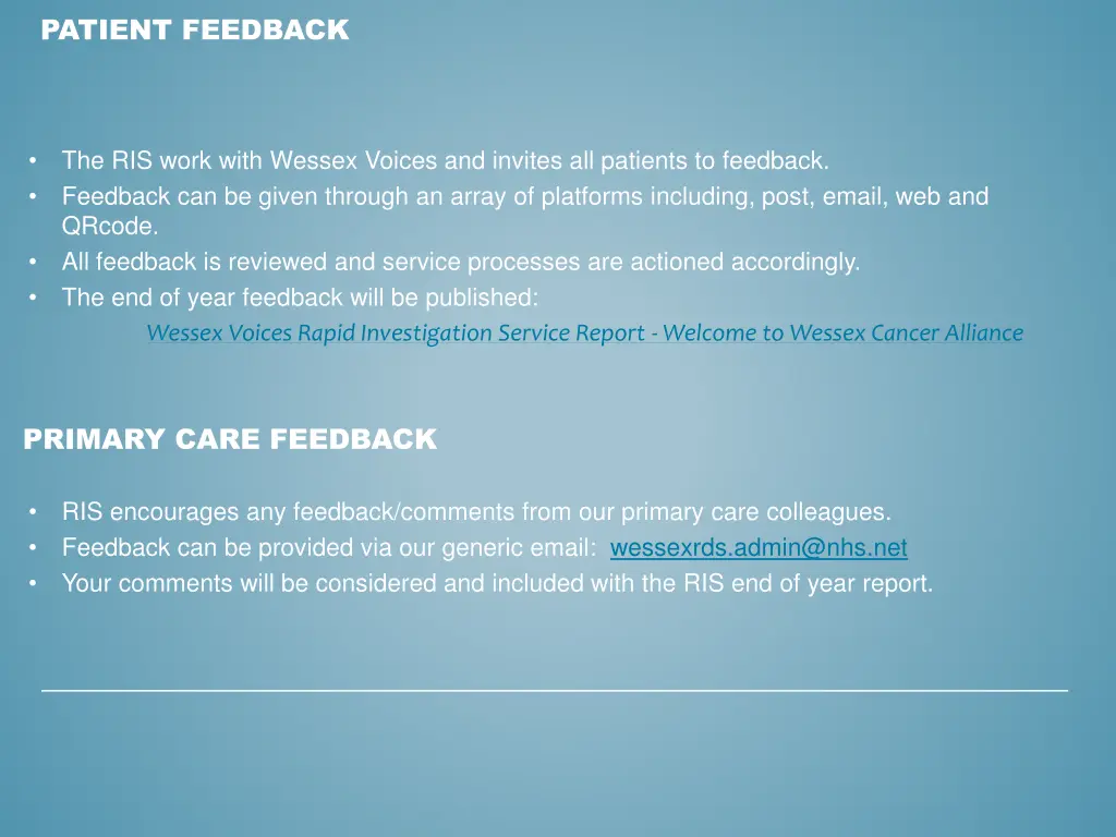 patient feedback