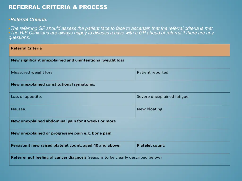 referral criteria process