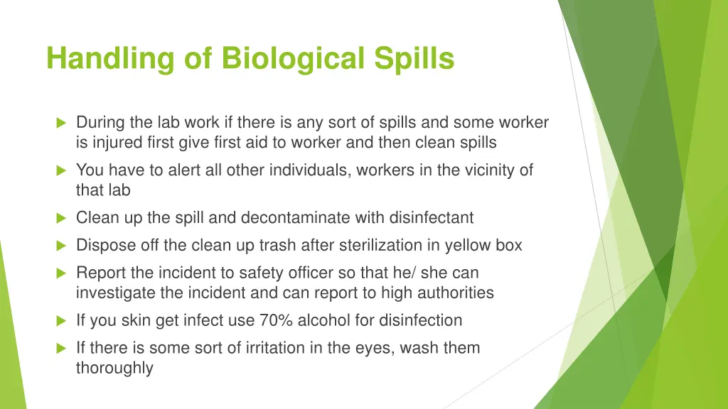 handling of biological spills