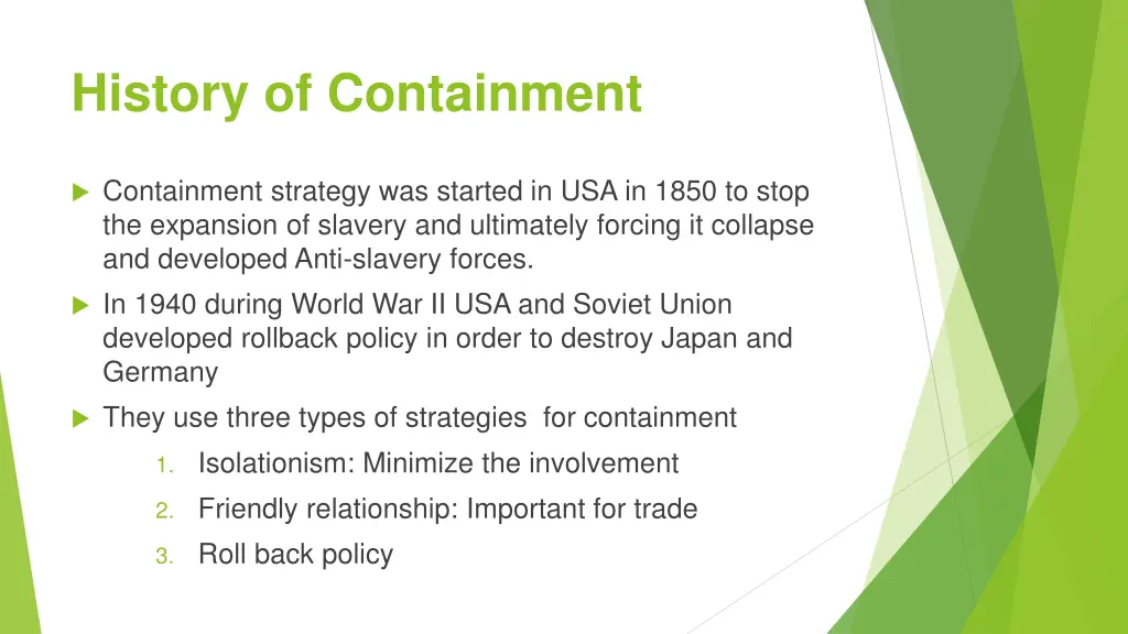 history of containment