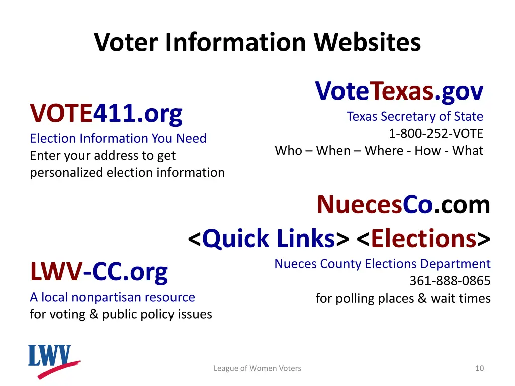 voter information websites