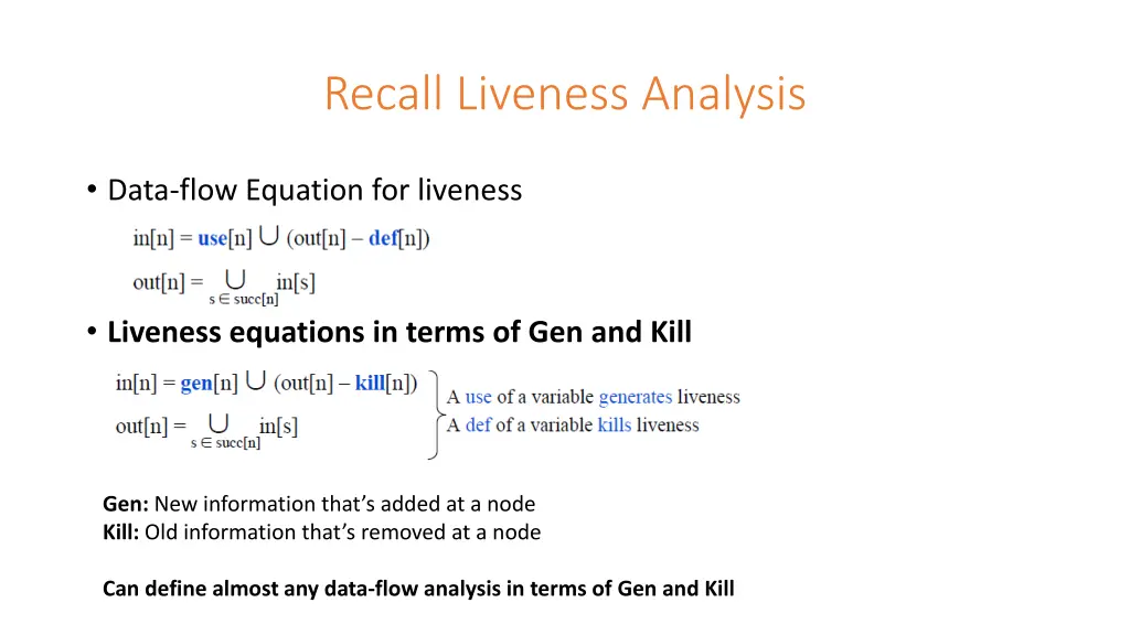 recall liveness analysis