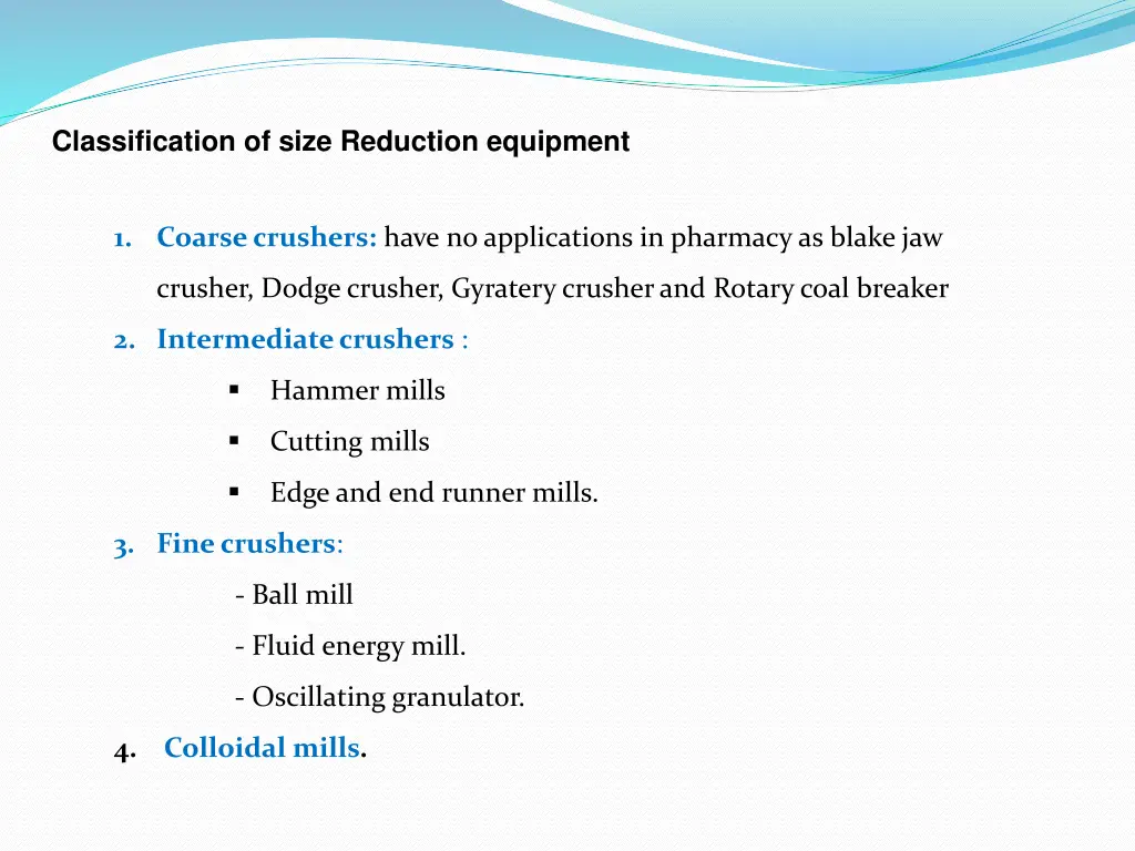 classification of size reduction equipment 1