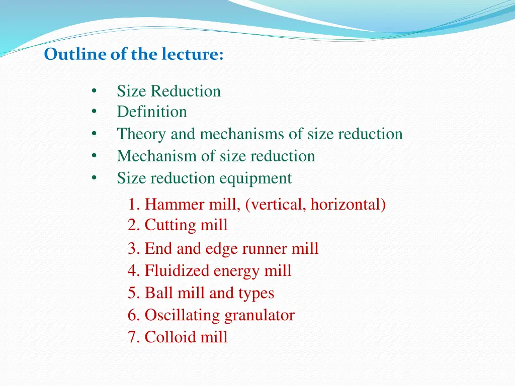 outline of the lecture 1