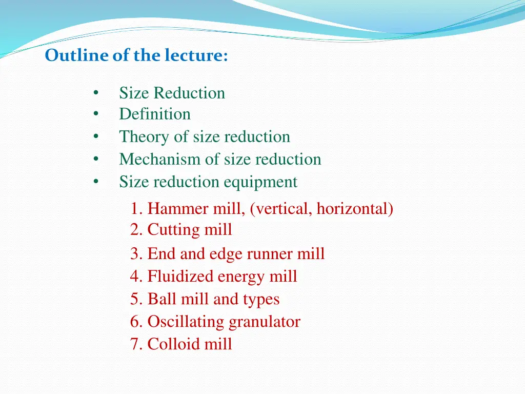 outline of the lecture