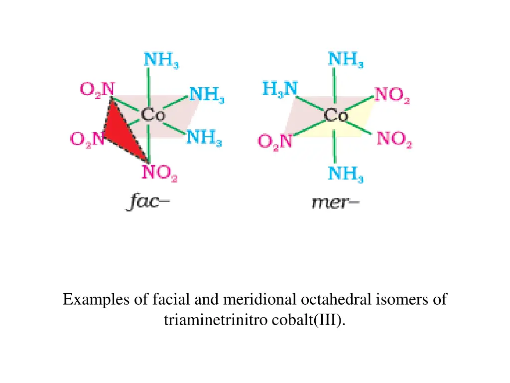 examples of facial and meridional octahedral