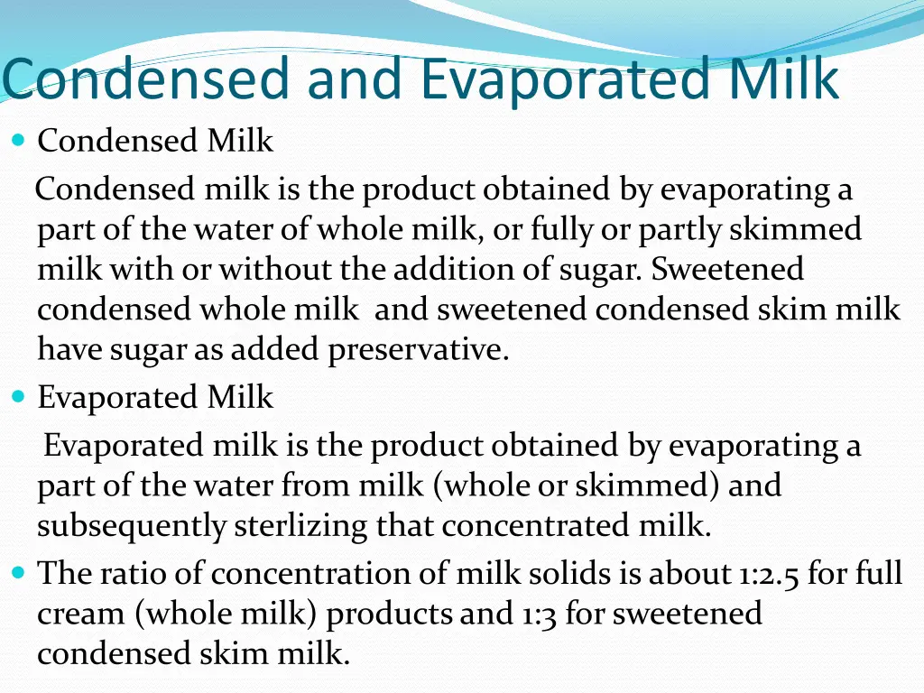 condensed and evaporated milk condensed milk