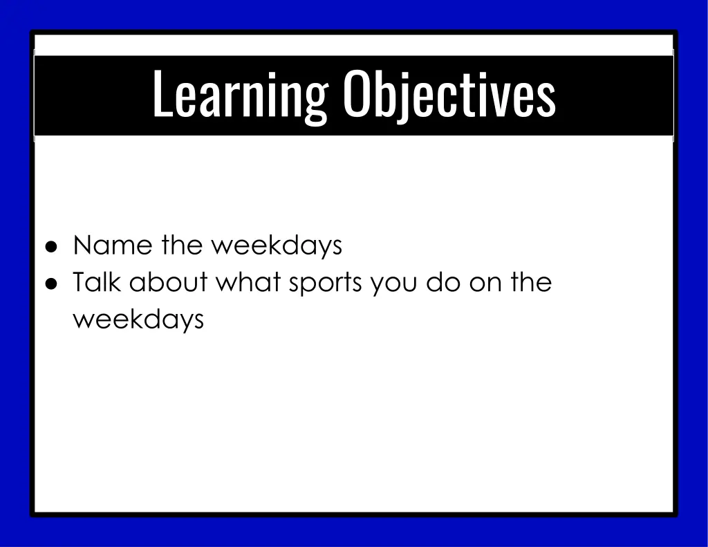 learning objectives