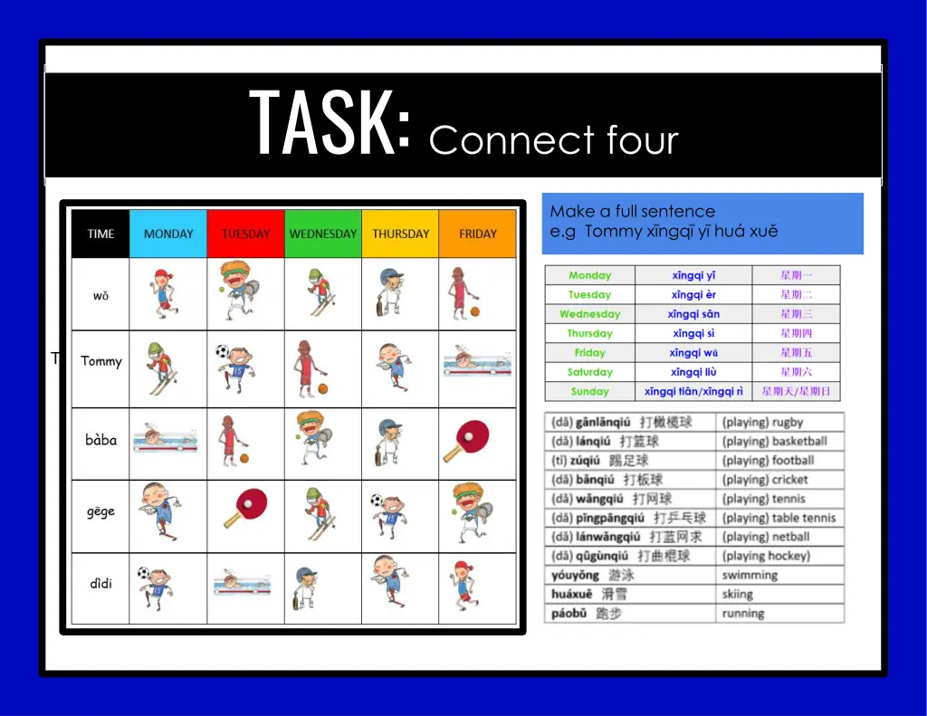 task connect four