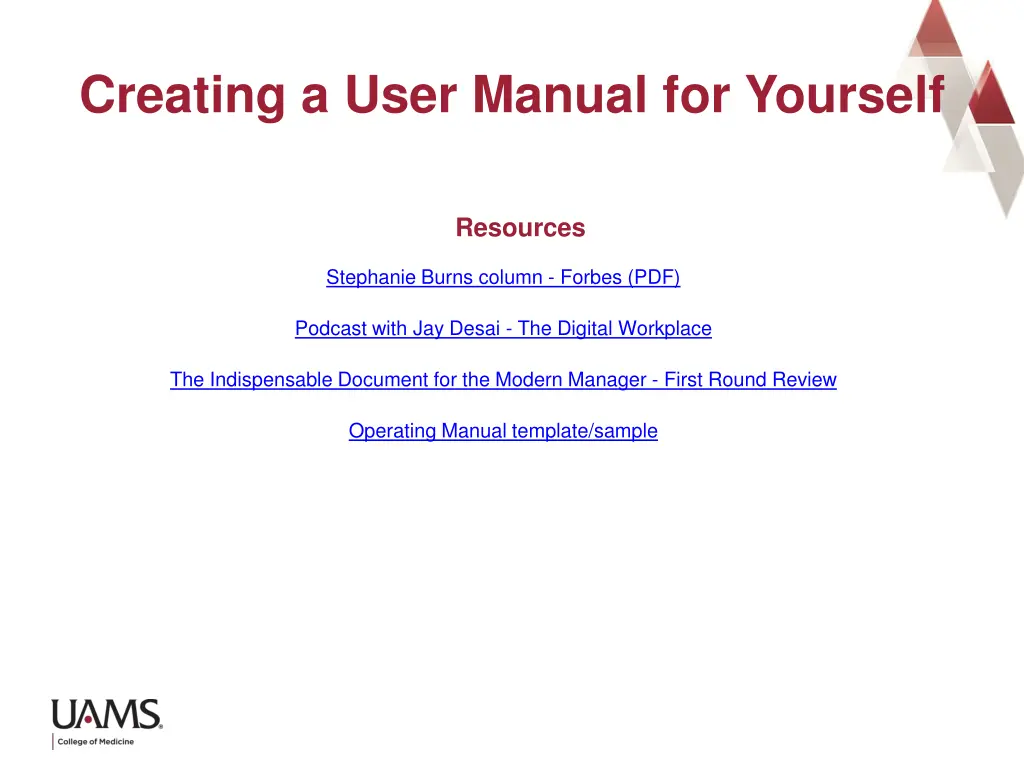 creating a user manual for yourself