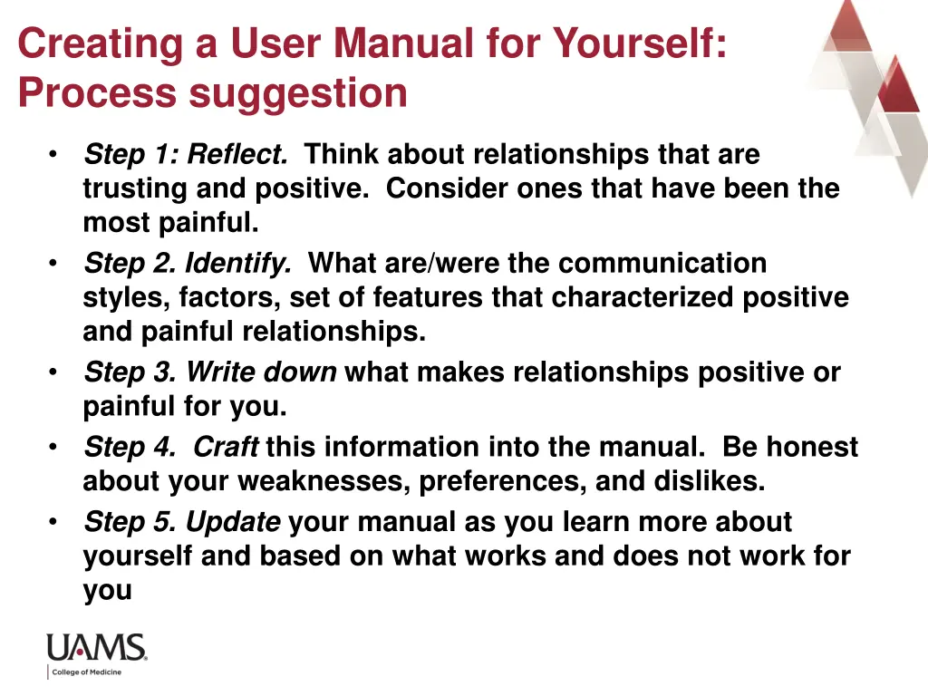 creating a user manual for yourself process