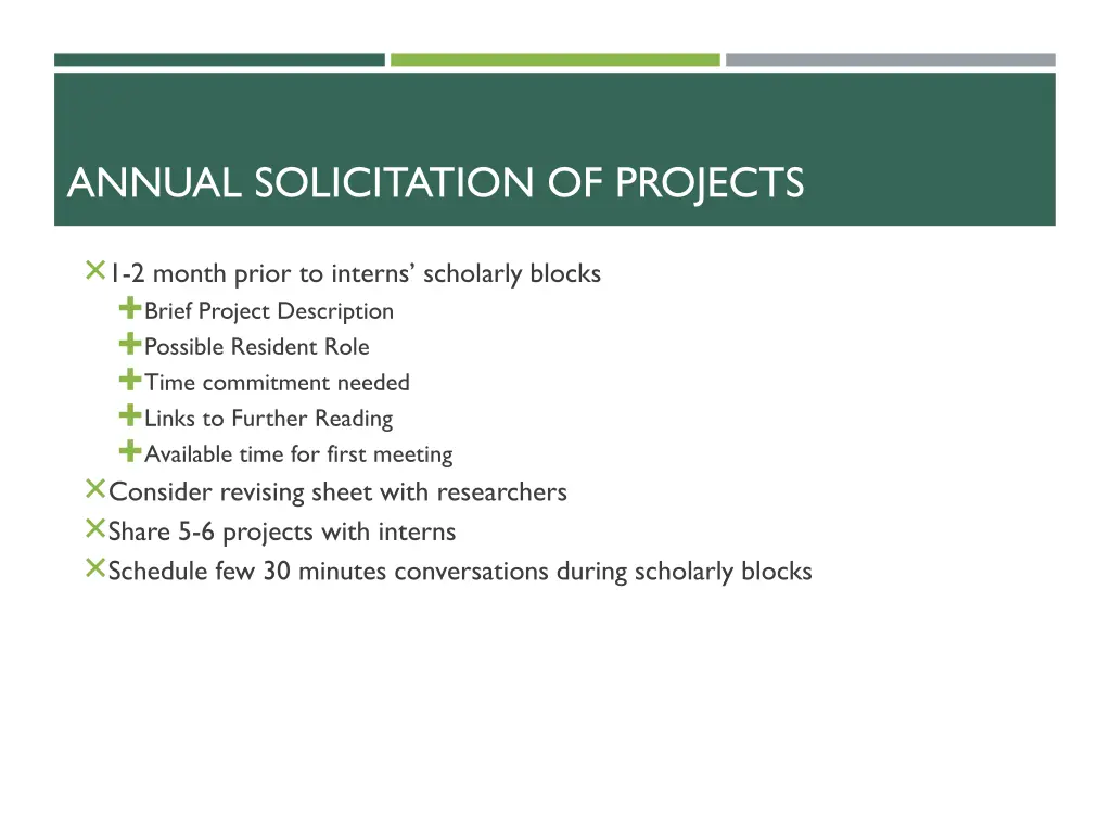 annual solicitation of projects