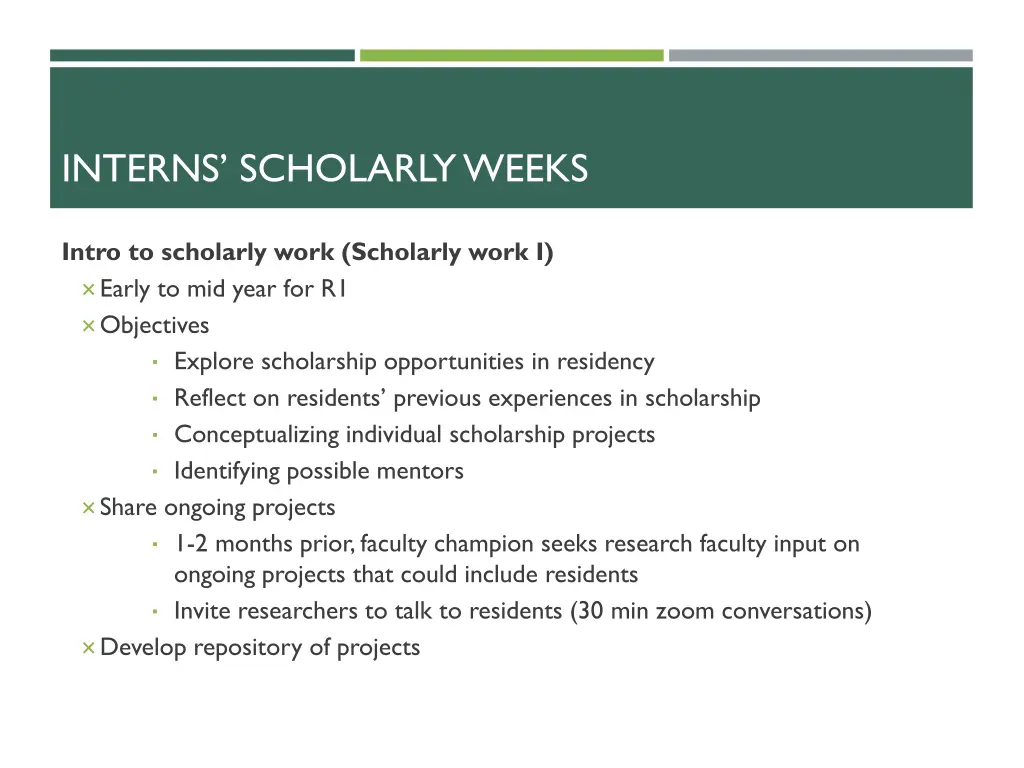 interns scholarly weeks