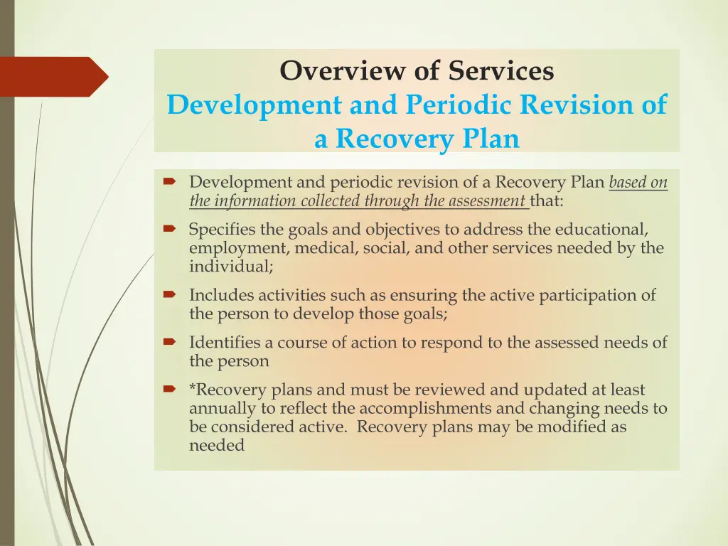 overview of services development and periodic