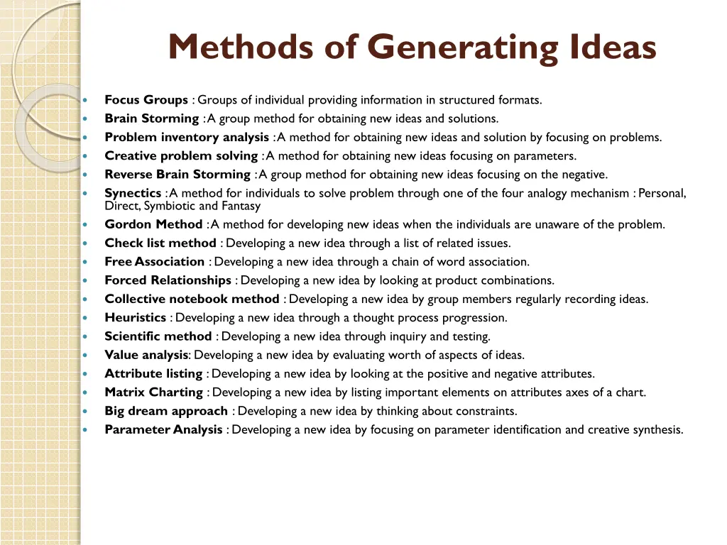 methods of generating ideas