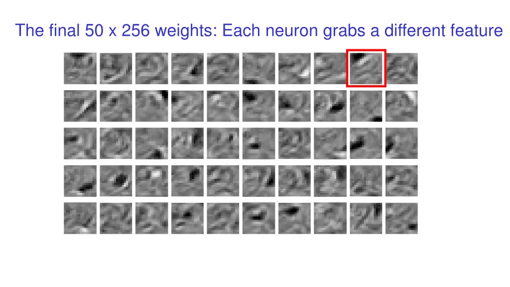 the final 50 x 256 weights each neuron grabs