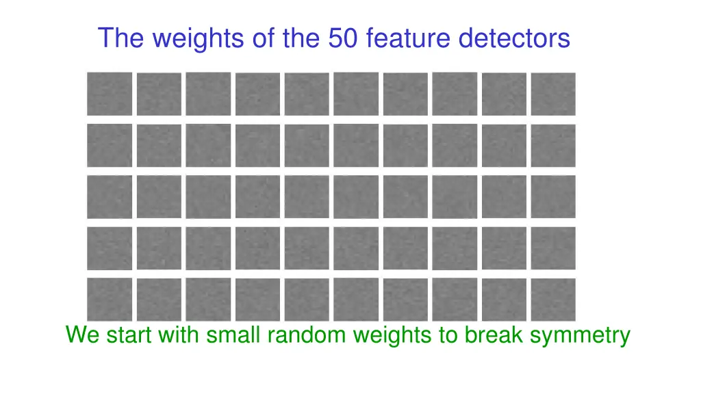 the weights of the 50 feature detectors