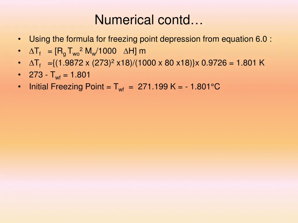 numerical contd