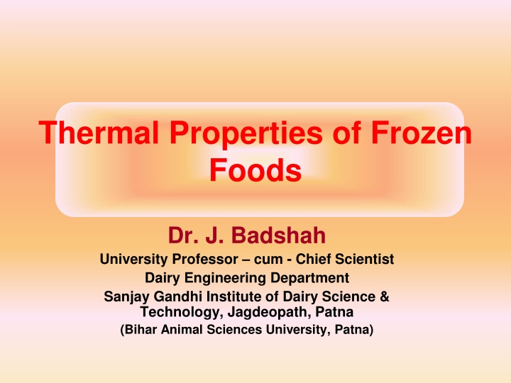 thermal properties of frozen foods