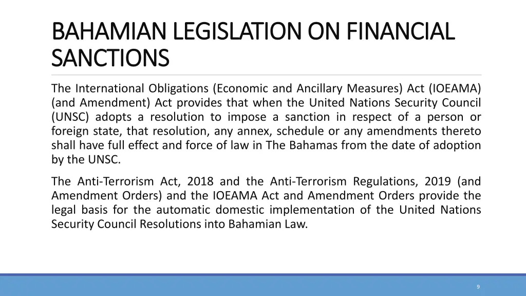 bahamian legislation on financial bahamian