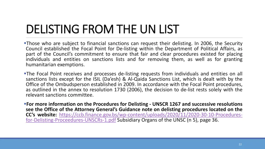 delisting from the un list delisting from