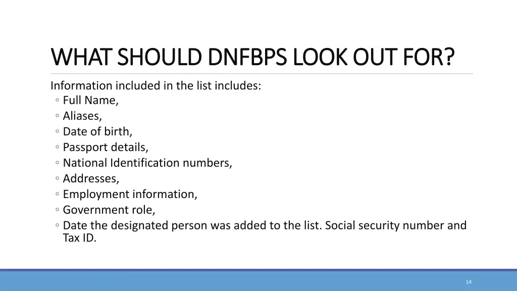 what should dnfbps look out for what should